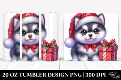 Cute Siberian Husky with Santa Hat 20 Oz Tumbler Product Image 1