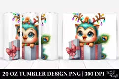 Expressive Baby Peacock with Reindeer Horns Clipart, Vibrant Product Image 1