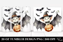 a Watercolor Halloween Bat Clipart, Transparent 20 Oz Product Image 1