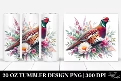 Vibrant Floral Grouse Clipart, Transparent 20 Oz Tumbler Product Image 1
