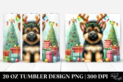 Baby German Shepherd with Reindeer Horns 20 Oz Tumbler Product Image 1