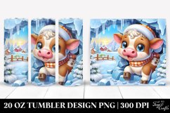 Cute Baby Cow in Winter Clipart 20 Oz Tumbler Product Image 1