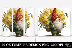 Detailed Gnome with Daffodil Bouquet | 20 Oz Tumbler Product Image 1