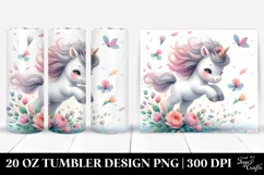 Cute Baby Unicorn Tumbling with Spring Petals | 20 Oz Product Image 1