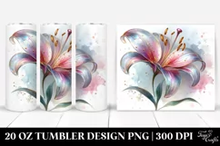 20 Oz Tumbler Sublimation | Glossy Lily with Watercolor Product Image 1