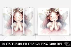 Whimsical Smiling Fairy Clipart, Transparent 20 Oz Tumbler Product Image 1