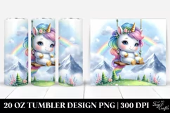 Baby Unicorn Playing on Swing | 20 Oz Tumbler Product Image 1
