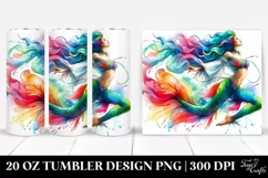 Jumping Mermaid Vibrant Drawing | 20 oz Tumbler Product Image 1