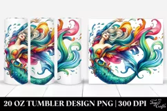 Jumping Mermaid Vibrant Drawing | 20 oz Tumbler Product Image 1