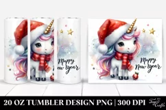 Cute Unicorn with Santa Hat 20 Oz Tumbler Product Image 1