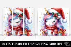 Cute Unicorn with Santa Hat 20 Oz Tumbler Product Image 1