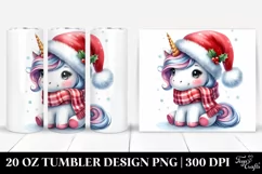 Cute Unicorn with Santa Hat 20 Oz Tumbler Product Image 1