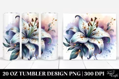 20 Oz Tumbler Sublimation | Glossy Lily with Watercolor Product Image 1