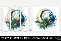 Colorful Peacock Sleeping on the Moon Tumbler Product Image 1