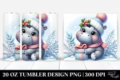 Cute Baby Hippo with Present 20 Oz Tumbler Product Image 1
