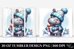 Cute Baby Hippo with Present 20 Oz Tumbler Product Image 1