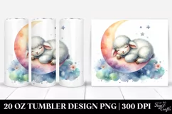 Colorful Lamb Sleeping on Moon | 20 Oz Tumbler Product Image 1