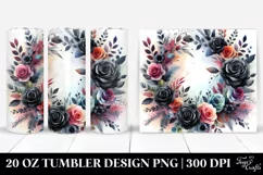 Colorful Watercolor Wreath with Black Roses | 20 Oz Tumbler Product Image 1