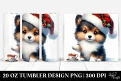 Cute Shetland Sheepdog with Santa Hat 20 Oz Tumbler Product Image 1
