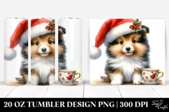 Cute Shetland Sheepdog with Santa Hat 20 Oz Tumbler Product Image 1