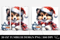 Cute Shetland Sheepdog with Santa Hat 20 Oz Tumbler Product Image 1