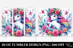 Dancing Cute Unicorn Vibrant Drawing | 20 oz Tumbler Product Image 1