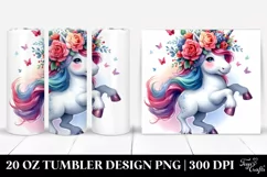 Dancing Cute Unicorn Vibrant Drawing | 20 oz Tumbler Product Image 1