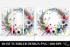 Colorful Watercolor Wreath with Wild Flowers | 20 Oz Tumbler Product Image 1