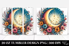 Vintage Half Moon with Flowers Clipart, High-Res 20 Oz Product Image 1
