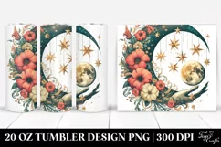 Vintage Half Moon with Flowers Clipart, High-Res 20 Oz Product Image 1