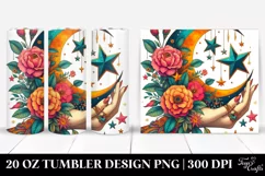 Vintage Half Moon with Flowers Clipart, High-Res 20 Oz Product Image 1