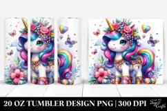Dressed Cute Unicorn Vibrant Drawing | 20 oz Tumbler Product Image 1