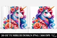 Dressed Cute Unicorn Vibrant Drawing | 20 oz Tumbler Product Image 1