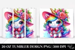 Dressed Cute Unicorn Vibrant Drawing | 20 oz Tumbler Product Image 1