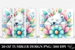 Sleeping Polar Bear Flower | 20 Oz Tumbler Product Image 1
