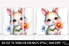 Cute Baby Rabbit Cuddling Flower | 20 Oz Tumbler Product Image 1