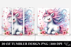 Watercolor Baby Unicorn Spring Petals | 20 Oz Tumbler Product Image 1