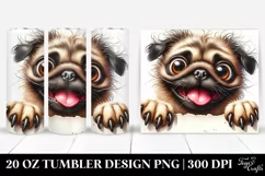 Crazy Funny Watercolor Pug | 20 Oz Tumbler Product Image 1