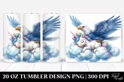 Watercolor Cute Baby Unicorn Napping on Cloud | 20 oz Product Image 1
