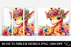 Colorful Giraffe Flower Crown | 20 oz Tumbler Product Image 1