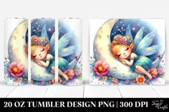 Colorful Fairy Napping Moon | 20 Oz Tumbler Product Image 1