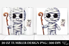 Mummy Haloween Clipart, Digital 20 Oz Tumbler Product Image 1