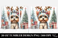 Yorkshire Terrier with Reindeer Horns 20 Oz Tumbler Product Image 1