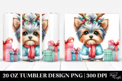 Yorkshire Terrier with Reindeer Horns 20 Oz Tumbler Product Image 1