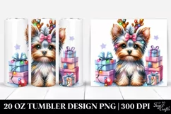 Yorkshire Terrier with Reindeer Horns 20 Oz Tumbler Product Image 1