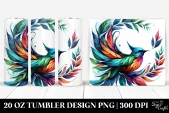 Abstract Vibrant Bird with Plant Leaves. 20 Oz Tumbler Product Image 1