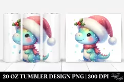 Cute Dinosaur with Santa Hat 20 Oz Tumbler Product Image 1