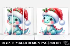 Cute Dinosaur with Santa Hat 20 Oz Tumbler Product Image 1