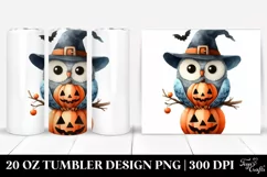 a Watercolor Halloween Owl Clipart, Transparent 20 Oz Product Image 1
