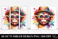 Colorful Baby Monkey with Sun es | 20 oz Tumbler Product Image 1